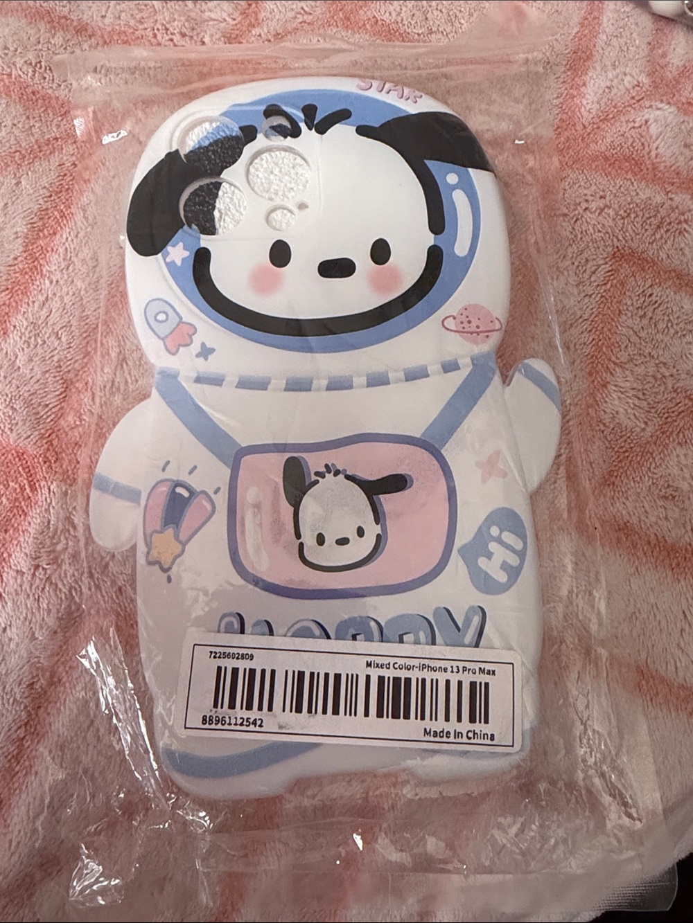 Cute Space Puppy iPhone 13 Pro Max Case - White & Pastel Blue